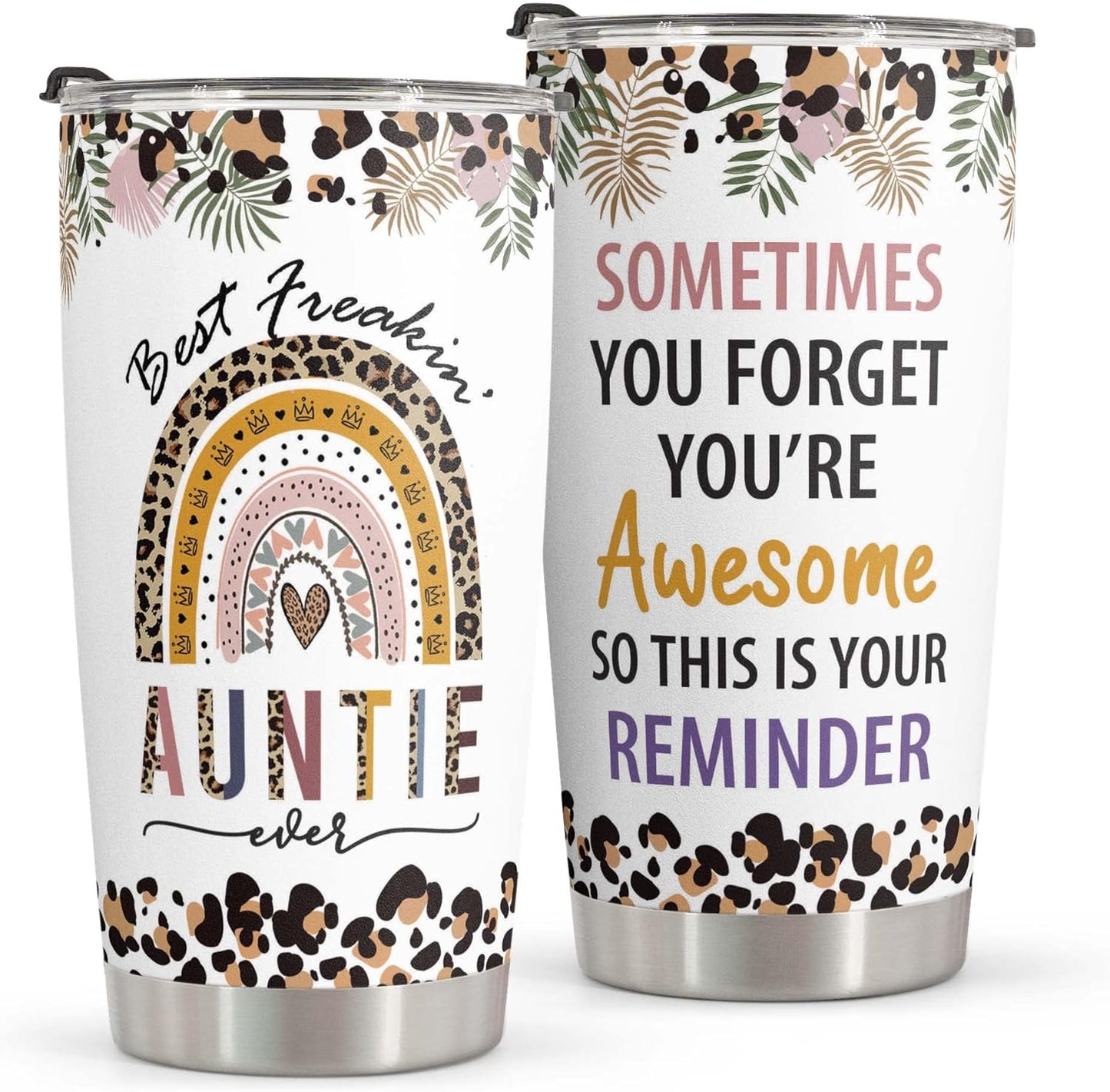 Macorner Aunt Gifts Tumbler - Stainless Steel 20oz - Best Auntie Ever Gift - Birthday & Christmas Idea for Aunt from Niece or Nephew