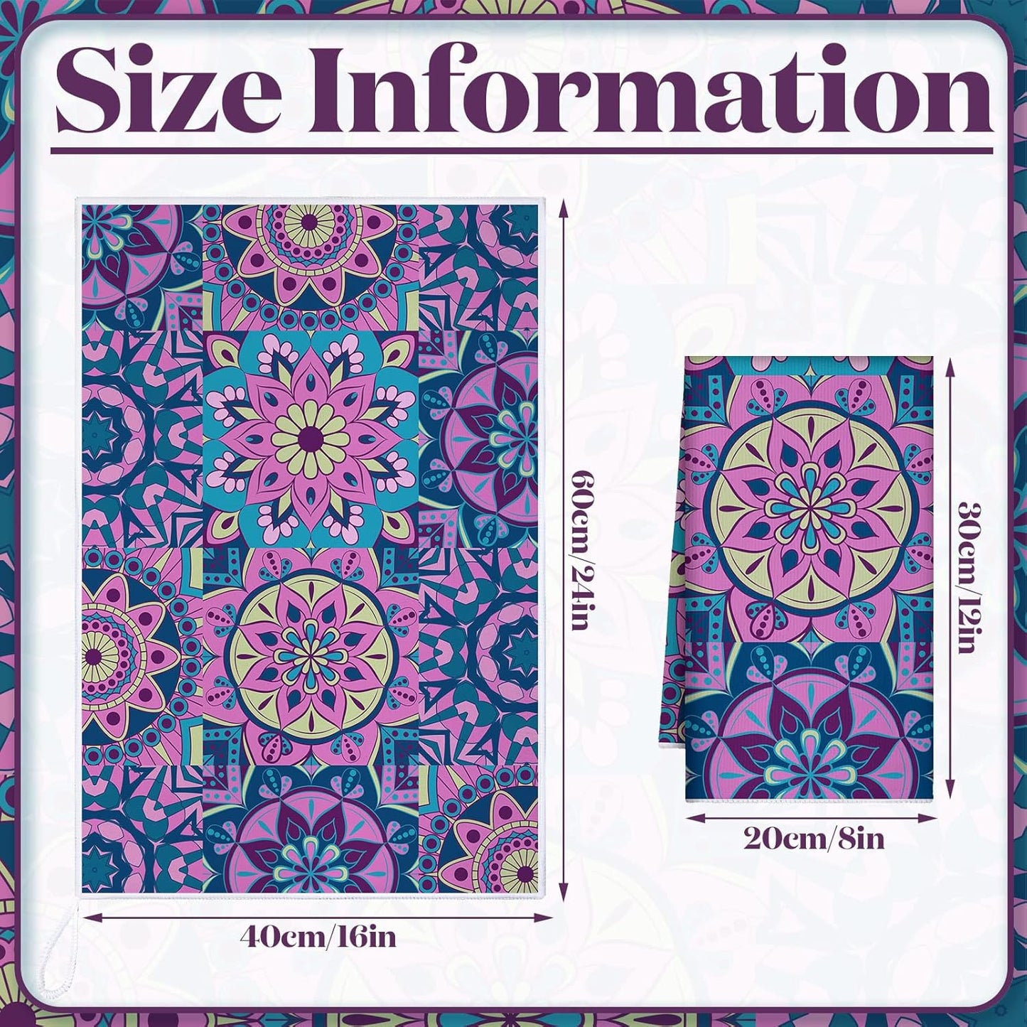 Boyiee Set of 6 Mandala Kitchen Towels Absorbent Boho Dish Towels 24 x 16 Inches Multicolor Hand Dishcloths Mandala Lover Gifts for Farmhouse Kitchen Bathroom Decorations