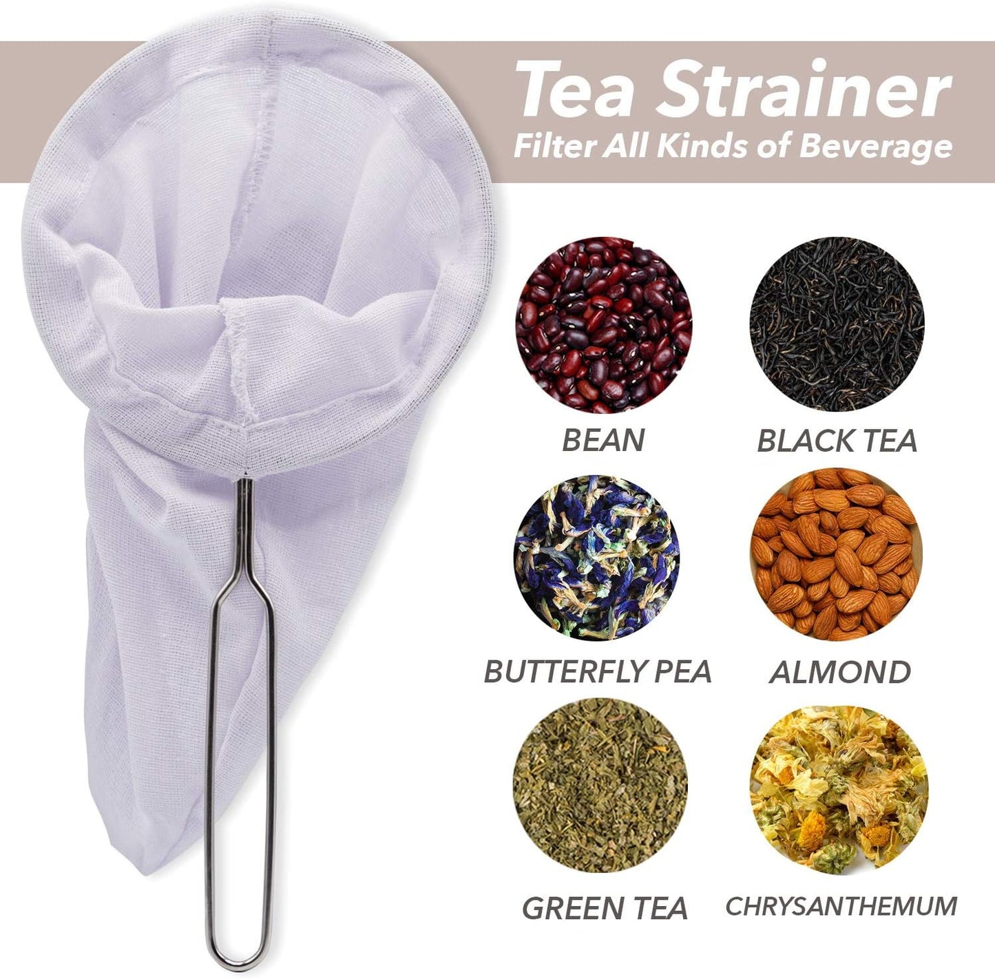 Traditional Thai Style Tea Filter Stainless Steel Size 3 Inches Friendly Using & Durable, Compatible with All Tea Types, Includes Coffee Strainer & Colador de Café