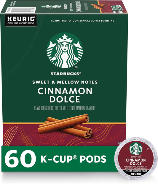 Starbucks K-Cup Coffee Pods, Cinnamon Dolce Flavored Coffee for Keurig Brewers, Naturally Flavored, 100% Arabica, 6 boxes (60 pods total)