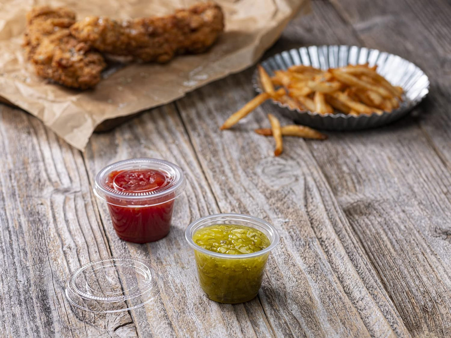 {2.5 oz - 100 Sets} Clear Diposable Plastic Portion Cups With Lids, Small Mini Containers For Portion Controll, Jello Shots, Meal Prep, Sauce Cups, Slime, Condiments, Medicine, Dressings, Crafts, Disposable Souffle Cups & Much more