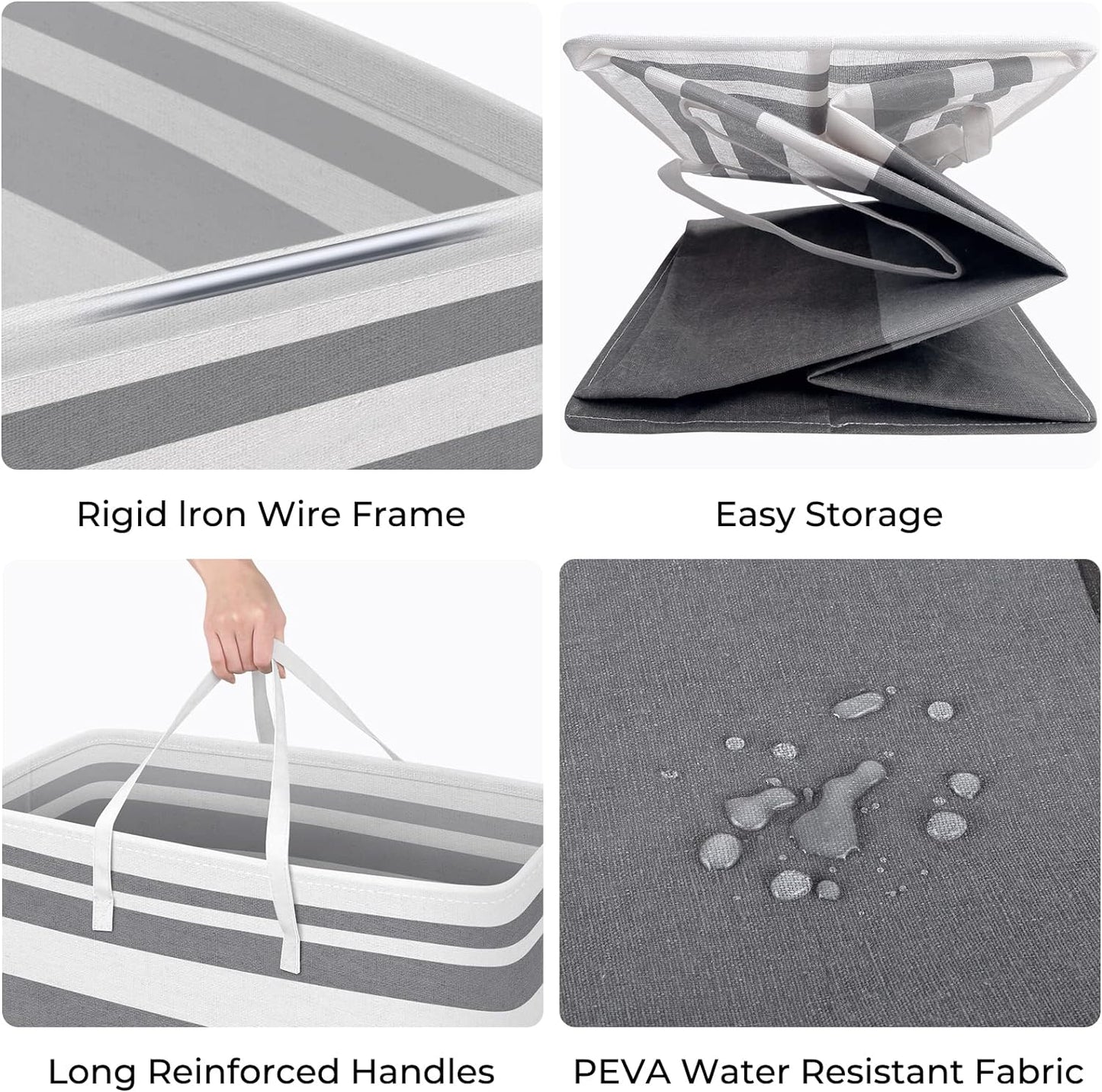 HomeHacks Laundry Basket,100L Each Waterproof, Freestanding Laundry Hamper, Collapsible Tall Clothes Hamper with Extended Handles for Clothes Toys in The Dorm and Family, 2-Pack Gradient Grey