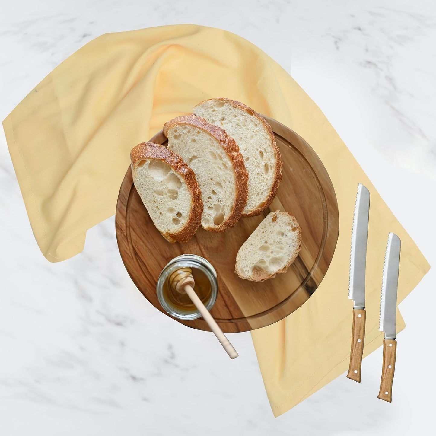 Urban Villa Kitchen Towels Solid Light Yellow Towels Set of 6 20" X30” 100% Cotton Highly Absorbent Quick Drying Dish Cloths & Dish Towels Thanksgiving Fall Tea Towels with Hanging Loop Towels