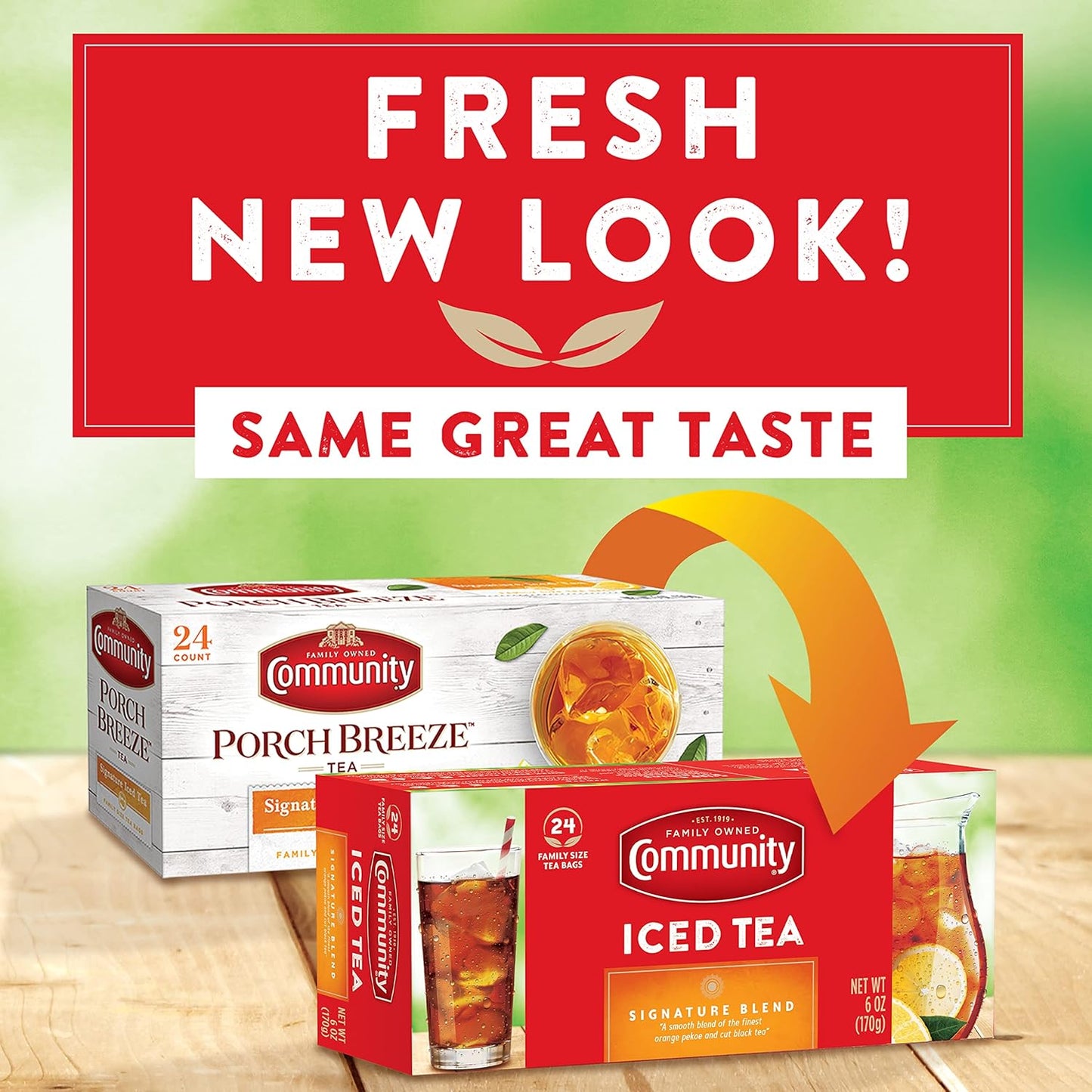 Community Coffee Decaf Tea, 24 Family Size Tea Bags (Pack of 12)