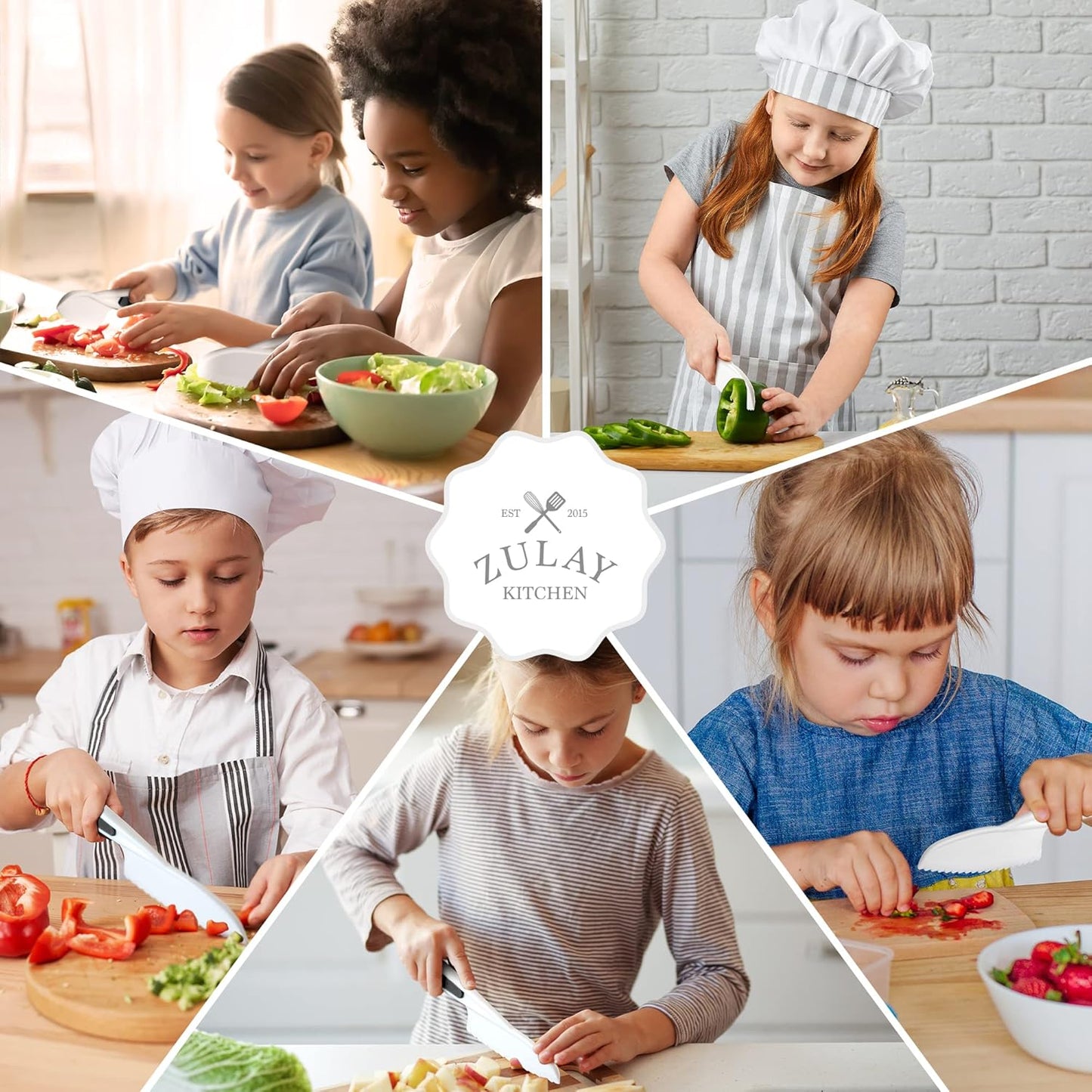 Zulay 3-Piece Kids Knife Set for Real Cooking & Baking - Toddler Knives for Cutting Fruits, Veggies, & Cake - Children’s Montessori Knife with Serrated Edges - Safe & Fun Lettuce Knife (Black)