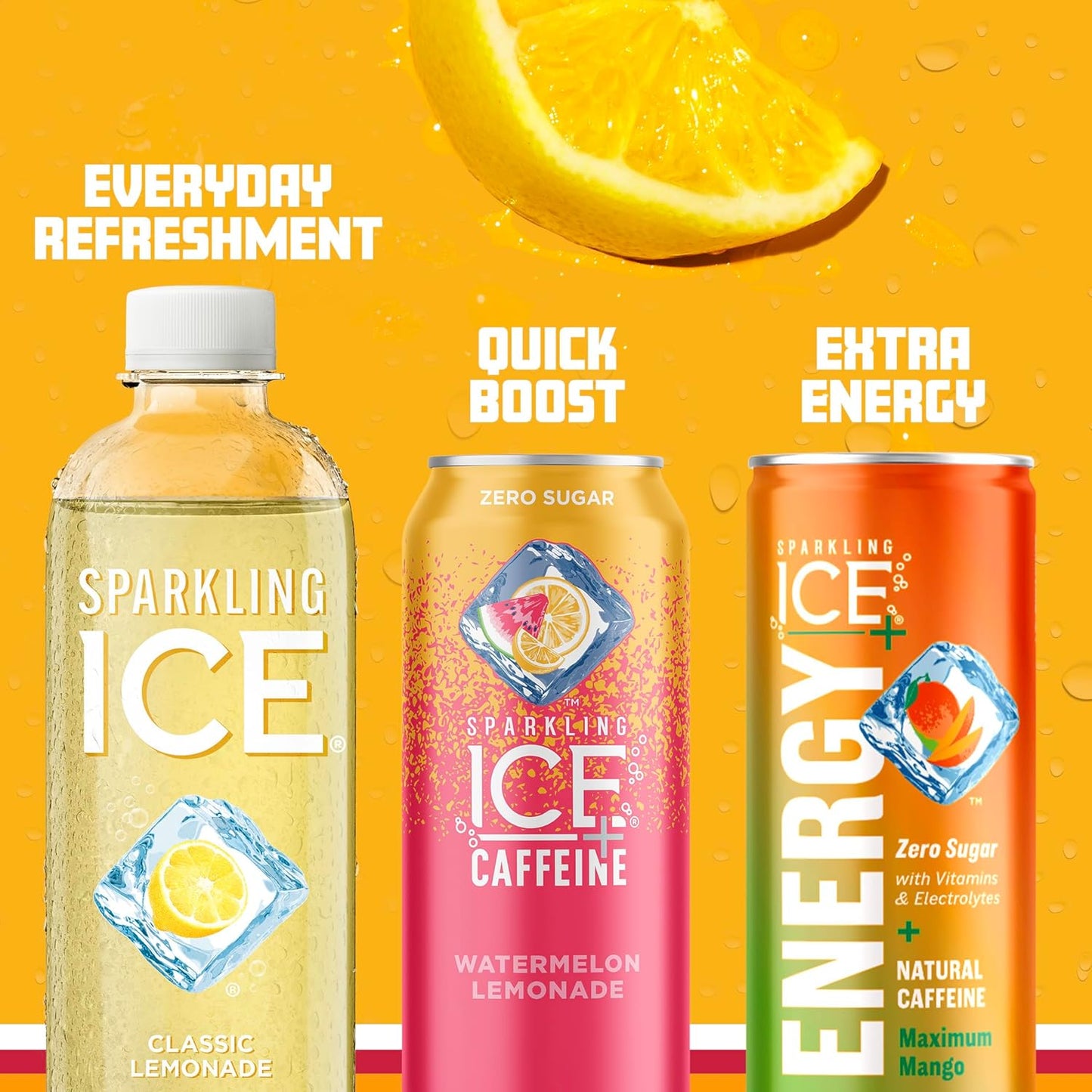 Sparkling Ice, Classic Lemonade Sparkling Water, Zero Sugar Flavored Water, with Vitamins and Antioxidants, Low Calorie Beverage, 17 oz Bottles (Pack of 12)