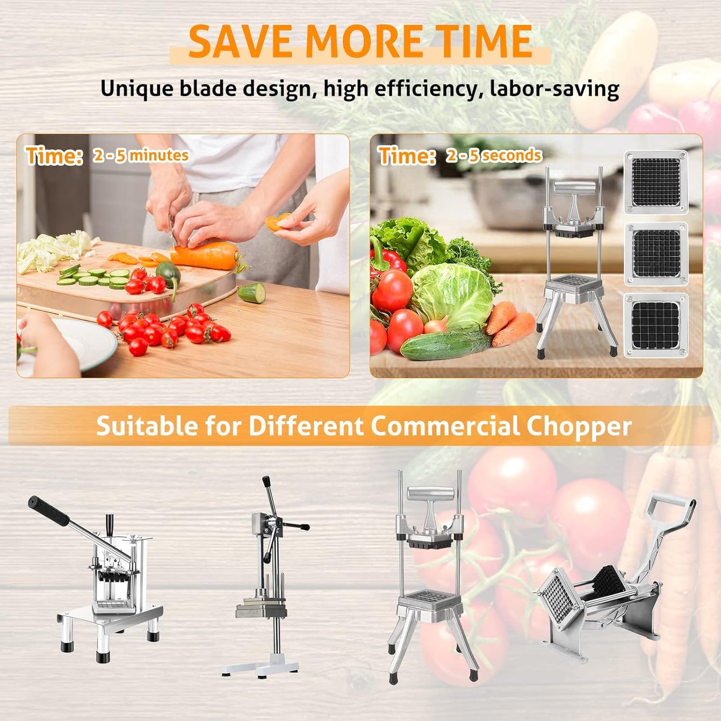 WICHEMI Replacement Blades 3/8" - Commercial Vegetable Chopper & Dicer, Stainless Steel, Onion & Tomato Cutter (2 Pack)