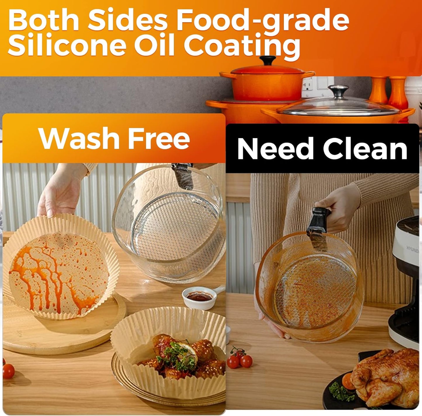 Air Fryer Paper Liners Disposable: 8 Inch Max Xl Large Cooker Air Fryer Disposable Paper Liners, 100Pcs Oil Proof Parchment Sheets Round Basket Bowl Liner for Baking Cooking Food from vailnd