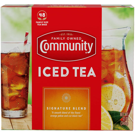Community Coffee Signature Iced Tea, 48 Family Size Tea Bags, 48 Count Box (Pack Of 1)