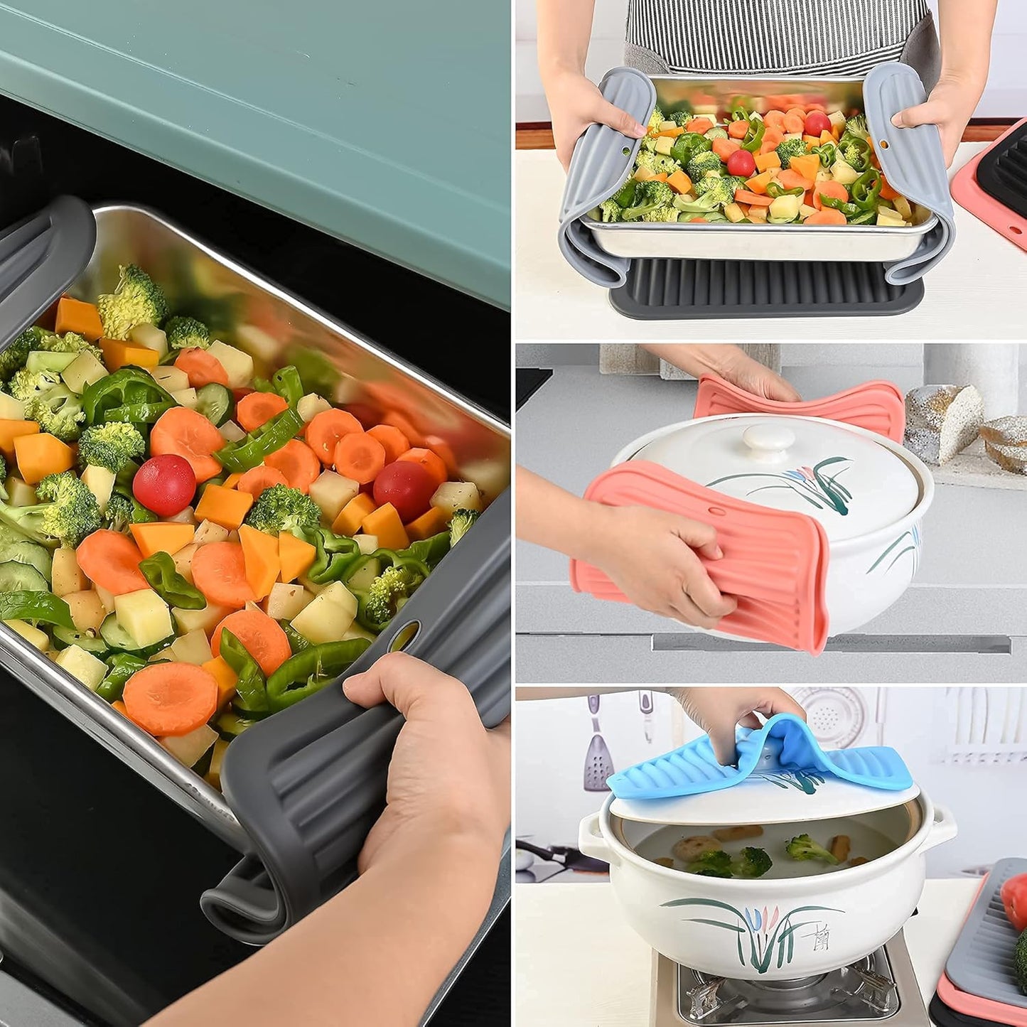 Smithcraft Silicone Hot Pads for Kitchen, Trivets for Hot Pots and Pans, Multi-Purpose Trivets for Quartz Countertops, Non Slip Trivet Mat, Silicone Mats for Kitchen Counter Pot Holders Set 2 Black