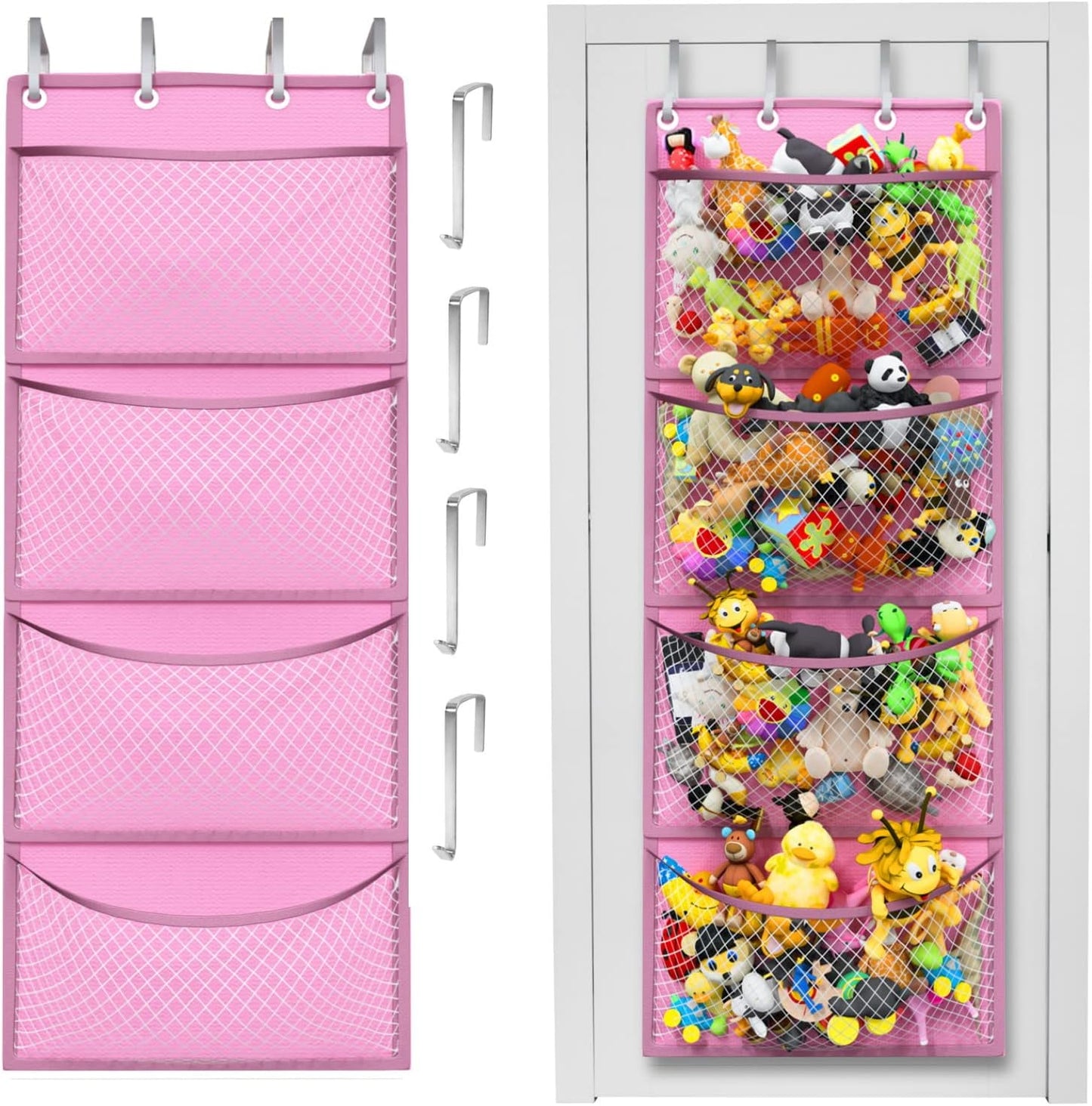Honeyera Storage for Stuffed Animals - Over Door Organizer for Stuffies, Baby Accessories, and Toy Plush/Easy Installation with Breathable Hanging Storage Pockets Big Girls Chair Toddler Large Bag