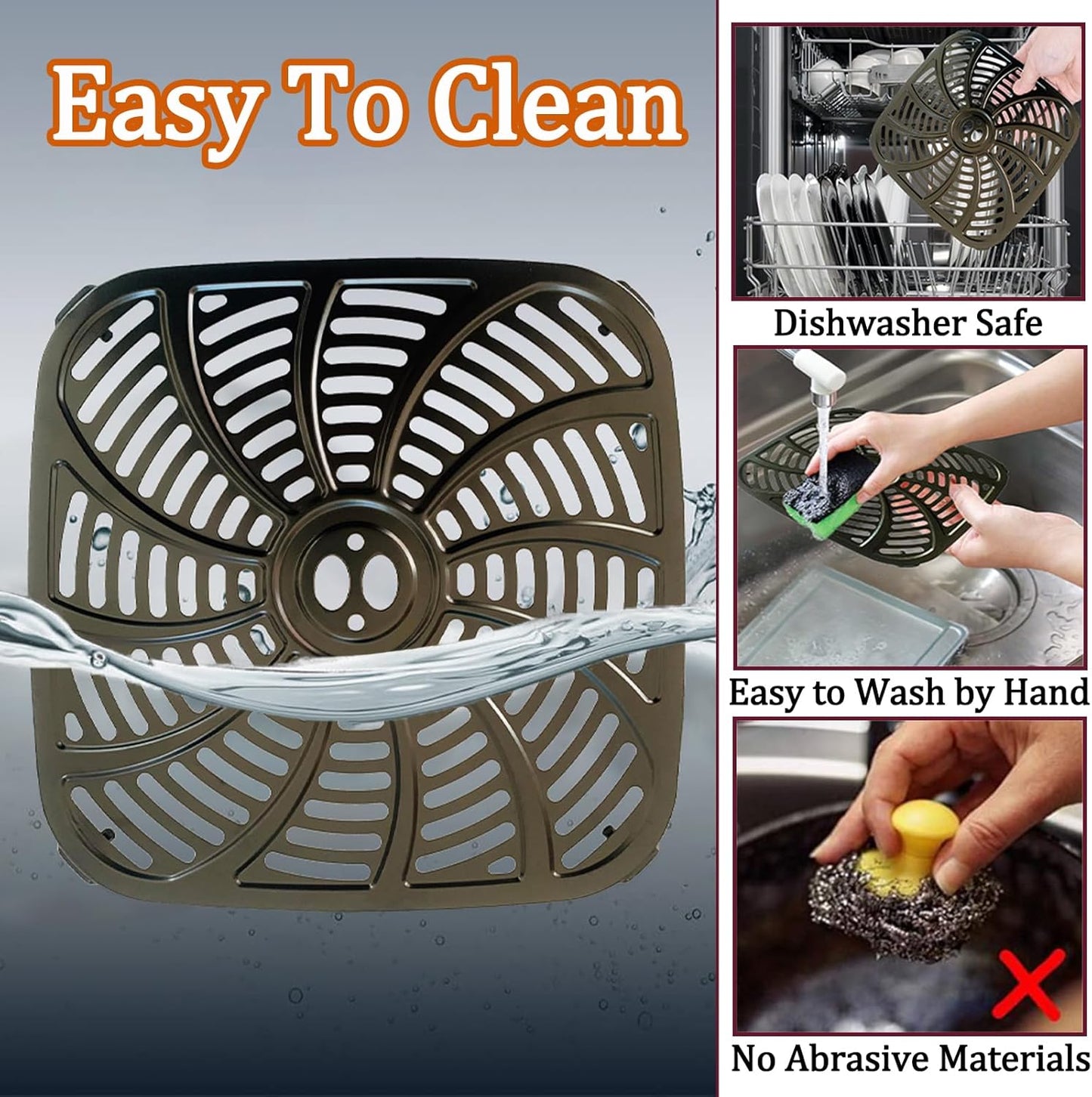 Air Fryer Grill Pan for 8QT Gourmia GAF826 Air Fryers, Upgraded Nonstick Air Fryer Crisper Tray Grill Plate Insert Grate Rack Grid Shelf for Gourmia 8QT Air Fryers, Dishwasher Safe