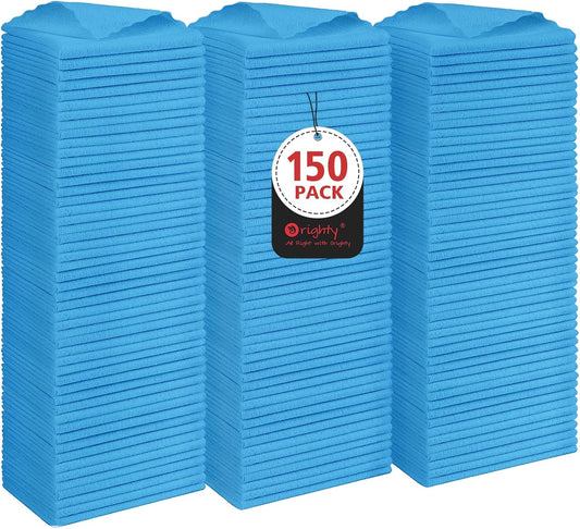 Orighty Cleaning Cloths Bulk, 150 Pack Shop Rags Reusable, Multi-Purpose Shop Towels for Cars, Microfiber Cleaning Rags for Automotive, Mechanic, Kitchen, Lint Free Towels 11.5’’ x 11.5’’, Blue
