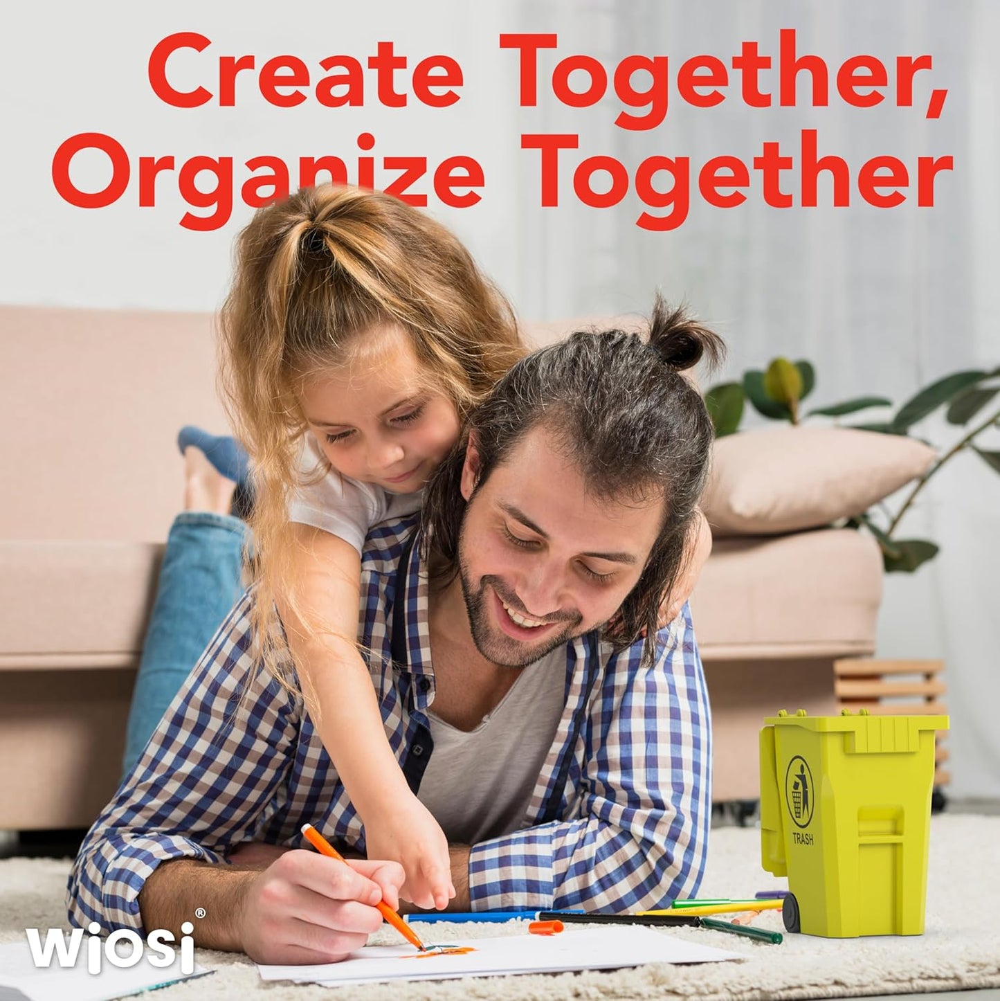 Wiosi Mini Garbage Trash Pen Holder for Desk and Tiny Recycle Bin Pencil Holder Red & Yellow, Pack of 2 - Storage for Pencil & Pen | Office Stationery to Organize The Desk | Ideal for Student Work