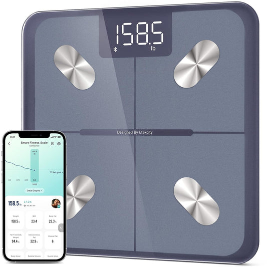 Etekcity Smart Scale for Body Weight and Fat Percentage, Digital Bathroom Accurate Weighing Machine for People's BMI Muscle, Bluetooth Electronic Body Composition Monitor Syncs with App, 400lb