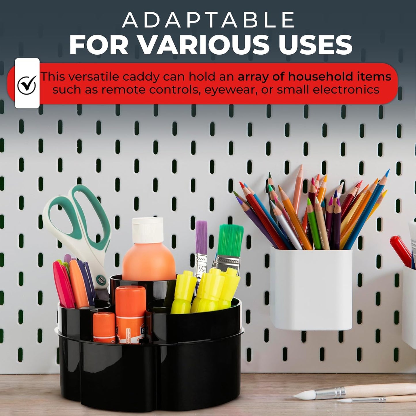 Masirs Small Rotating Makeup Organizer - Mini Yet Spacious Cosmetic Storage Solution with Multiple Compartments - The Perfect Spinning Make-Up Caddy for Vanity or Bathroom Counter (Round - Black)