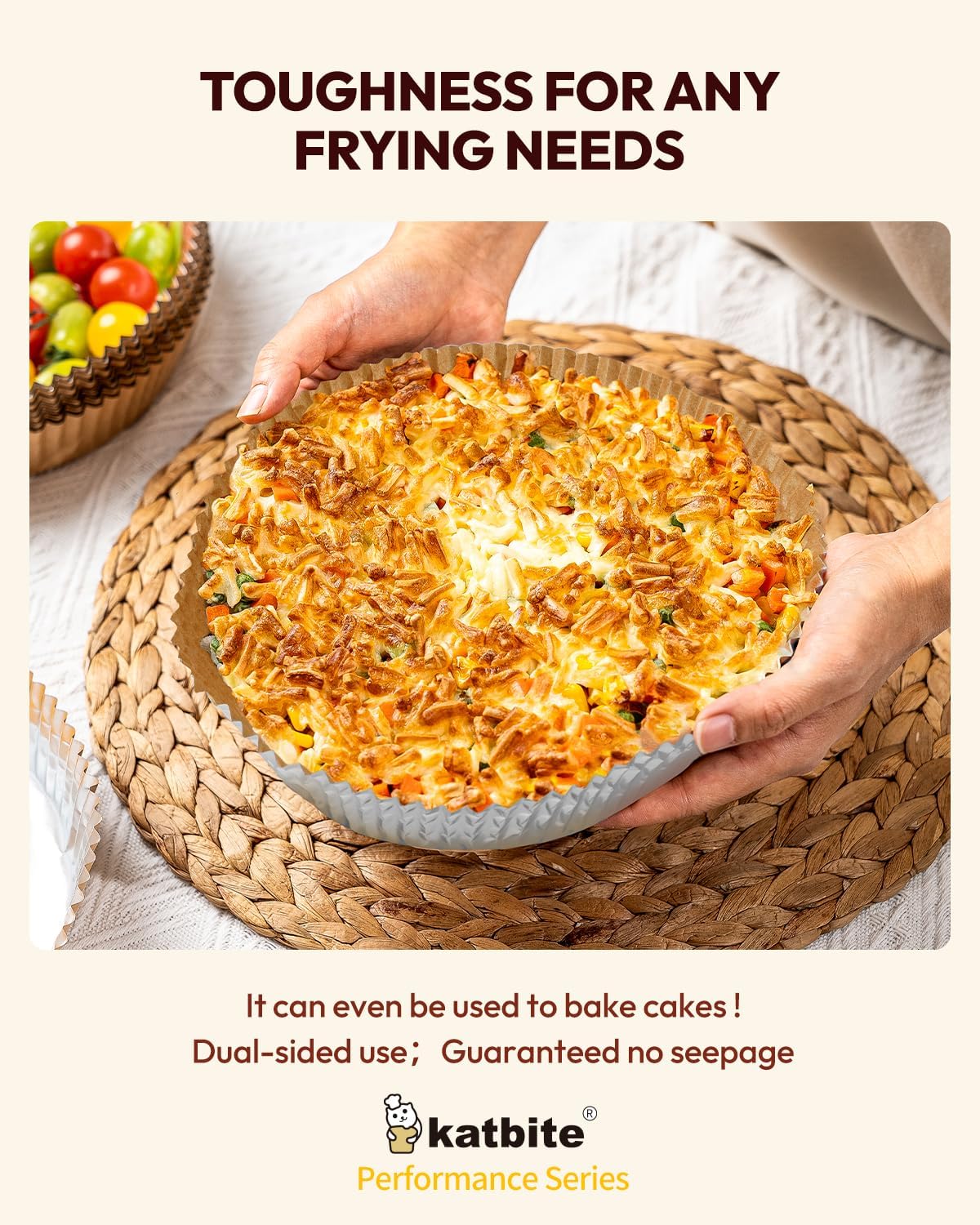 Katbite Round Air Fryer Liners Disposable,8 Inch Non-Stick Food-Grade Paper Inside&Reinforced Aluminum Foil Outside,5-8 QT Air Fryer Accessories for Oven Pans,Baking Baskets,80pcs -(PerformanceSeries)