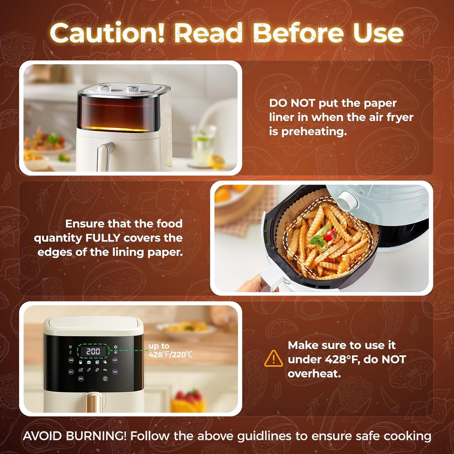 Air Fryer Liners Disposable, 150Pcs 8" Square [Food Grade Material] Unbleached Parchment Paper Liners Non-Stick & Waterproof Oilproof for 5-8 QT Airfryer Basket, Baking, Roasting Microwave, Oven