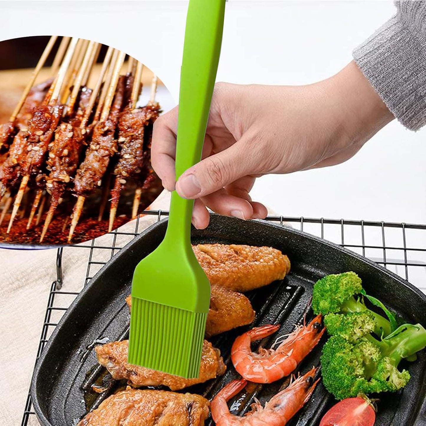 Grill Basting Brush Silicone Pastry Baking Brush BBQ Sauce Marinade Meat Glazing Oil Brush Heat Resistant, Kitchen Cooking Baste Pastries Cakes Desserts, Dishwasher Safe 4Pack