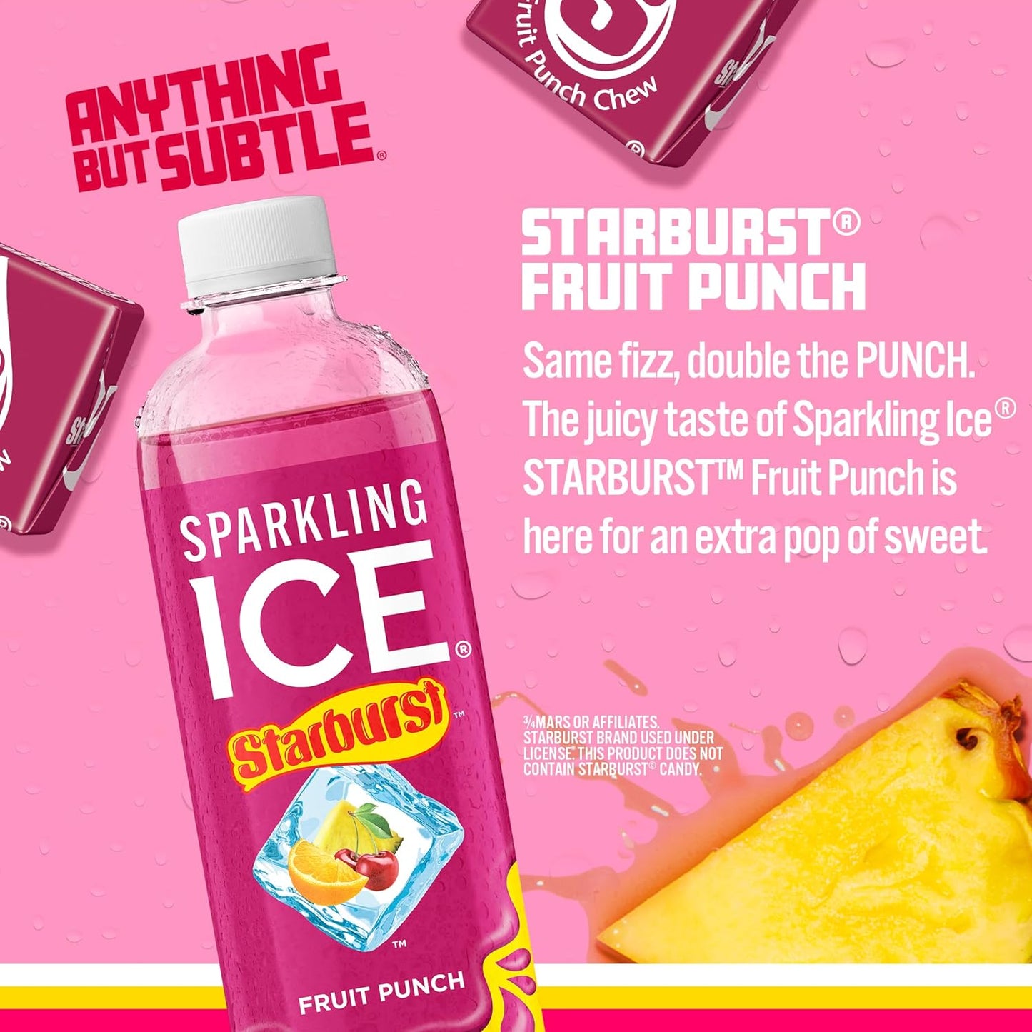 Sparkling Ice STARBURST Fruit Punch, Zero Sugar Flavored Sparkling Water, with Vitamins and Antioxidants, Low Calorie Beverage, 17 fl oz Bottles (Pack of 12)