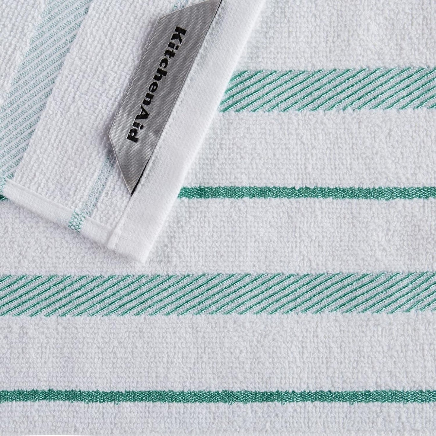 KitchenAid Albany Dishcloth 8 Pack Set, Aqua Sky/White, 12"x12"