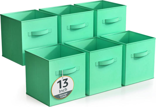 Sorbus Fabric Storage Cubes - 6 Foldable Storage Bins for Organizing Pantry, Cubbies, Toy Box - Clothes Storage & Closet Organizer - 13 Inch Collapsible Cube Baskets for Shelves with Handle