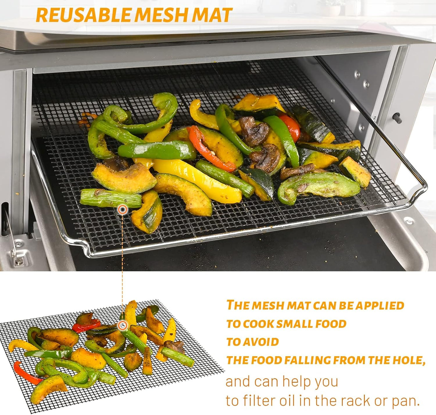 WMKGG 3 Pack Air Fryer Oven Liners Set, 9 x 11 Inch Reusable Non-Stick Toaster Oven Mats Compatible with Cuisinart, Breville, Ninja Foodi, Kalorik, Emeril Lagasse