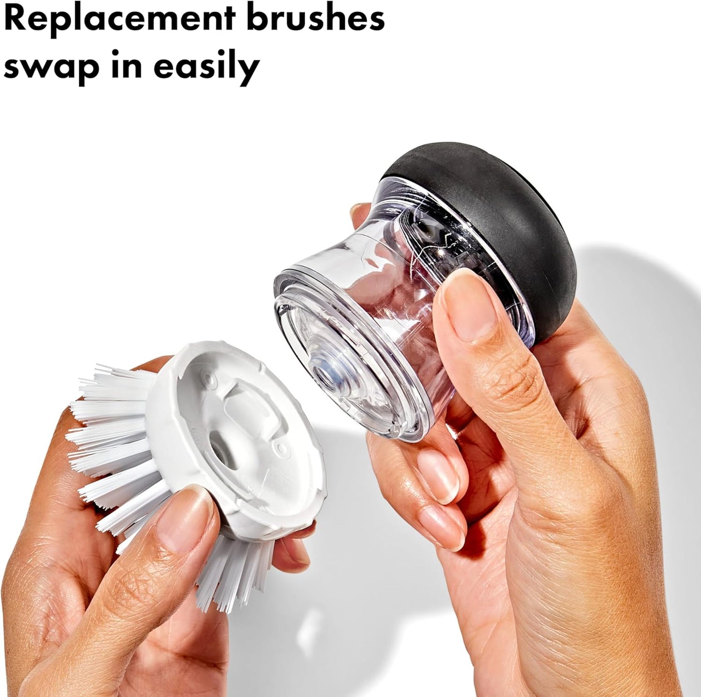 OXO Good Grips Soap Dispensing Palm Brush Refills – 4-Pack, Brush Head Replacement, Dish Brush Head Replacement, Scrub Brush Replacement Heads, Dispense soap on Demand