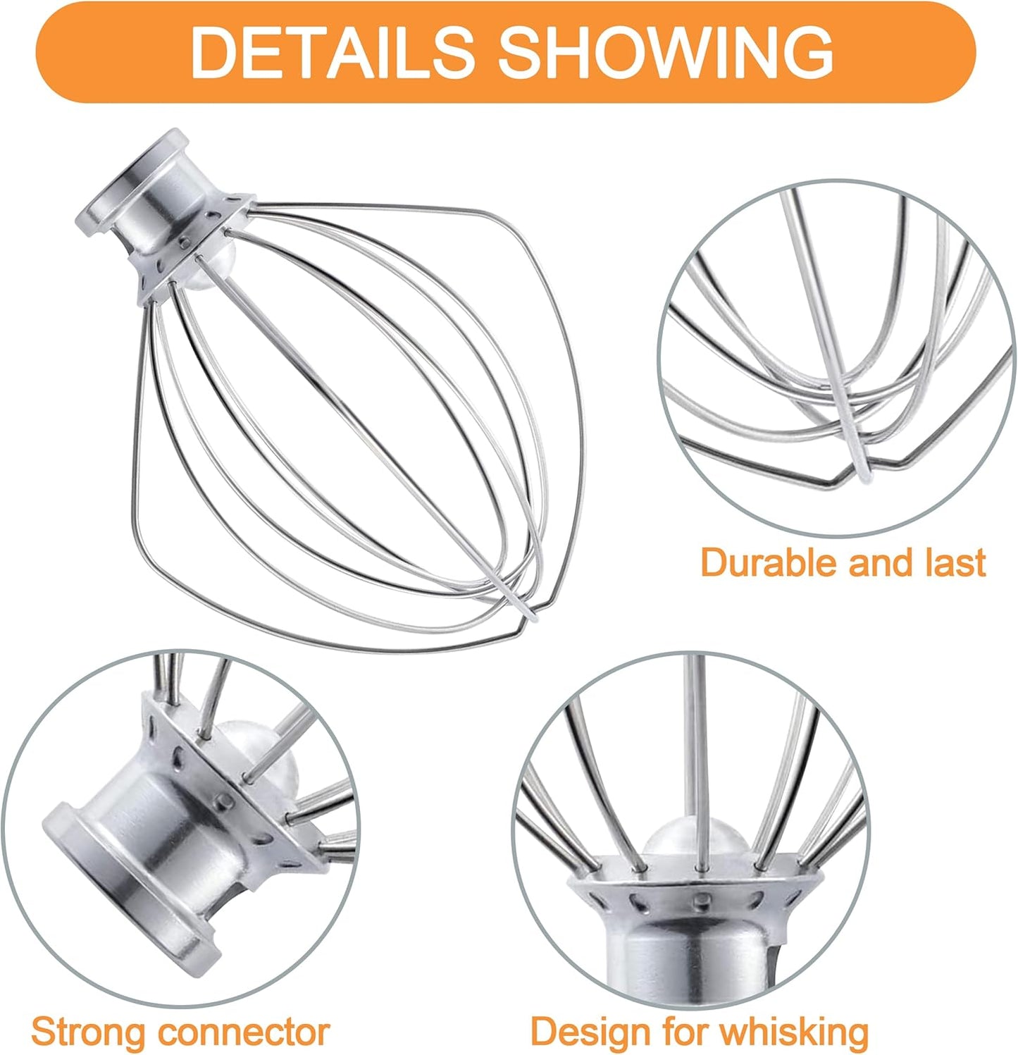 Wire Whip for KitchenAid Tilt-Head Stand Mixer Accessory Replacement, Egg Cream Stirrer, Cakes Mayonnaise Whisk，Whipping Egg White