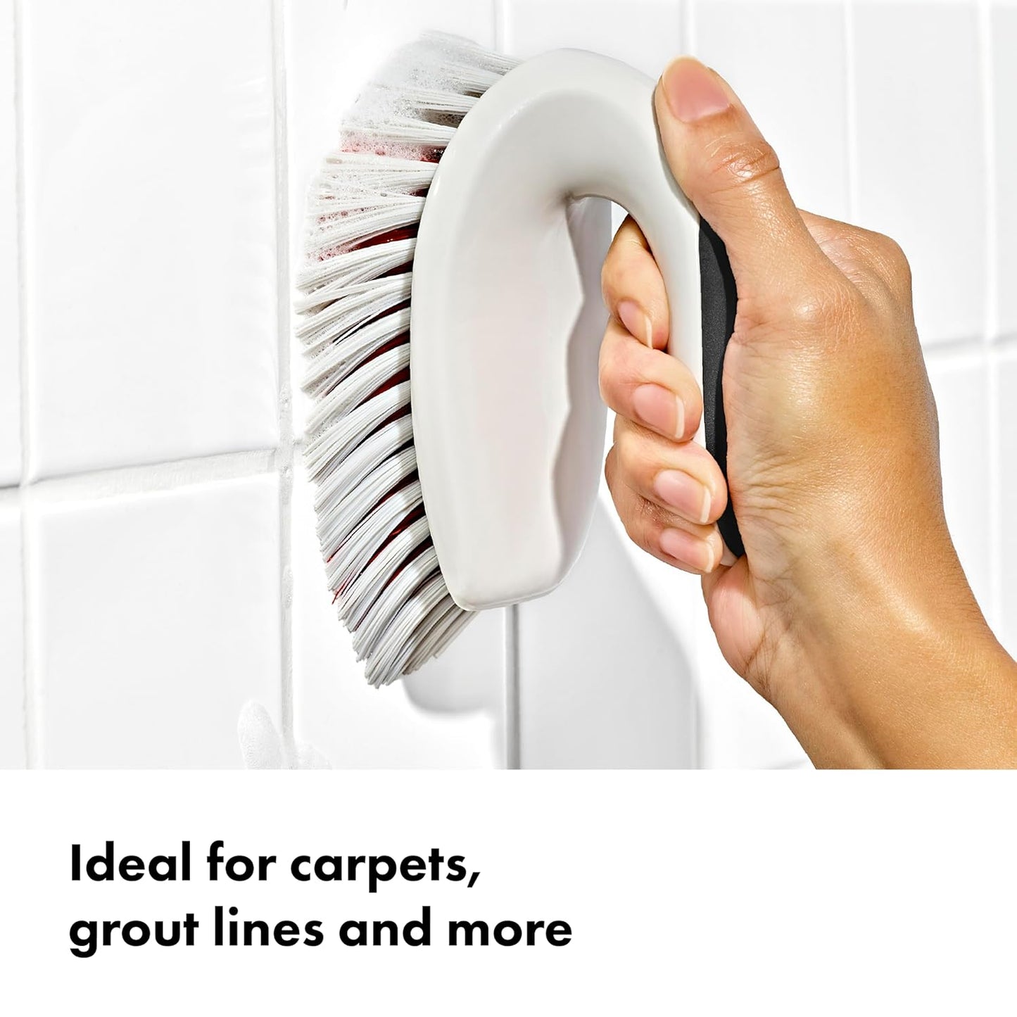 OXO Good Grips All-Purpose Scrub Brush – 2-Pack, Crevice Cleaning, Bathroom Cleaning, Scrub Brush with Handle, Brushes to Scrub Your Kitchen or bathrooms