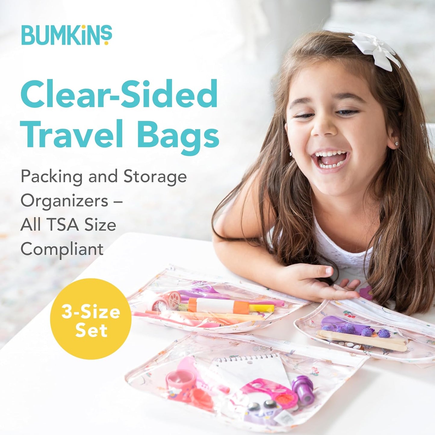 Bumkins Disney Travel Bag, Toiletry, Baby, TSA Approved Pouch, Zip Bag, Quart Size Airline Compliant, Clear-Sided, Diaper Bag Organization, Makeup, Accessories, Set of 3 Sizes, Princess Magi