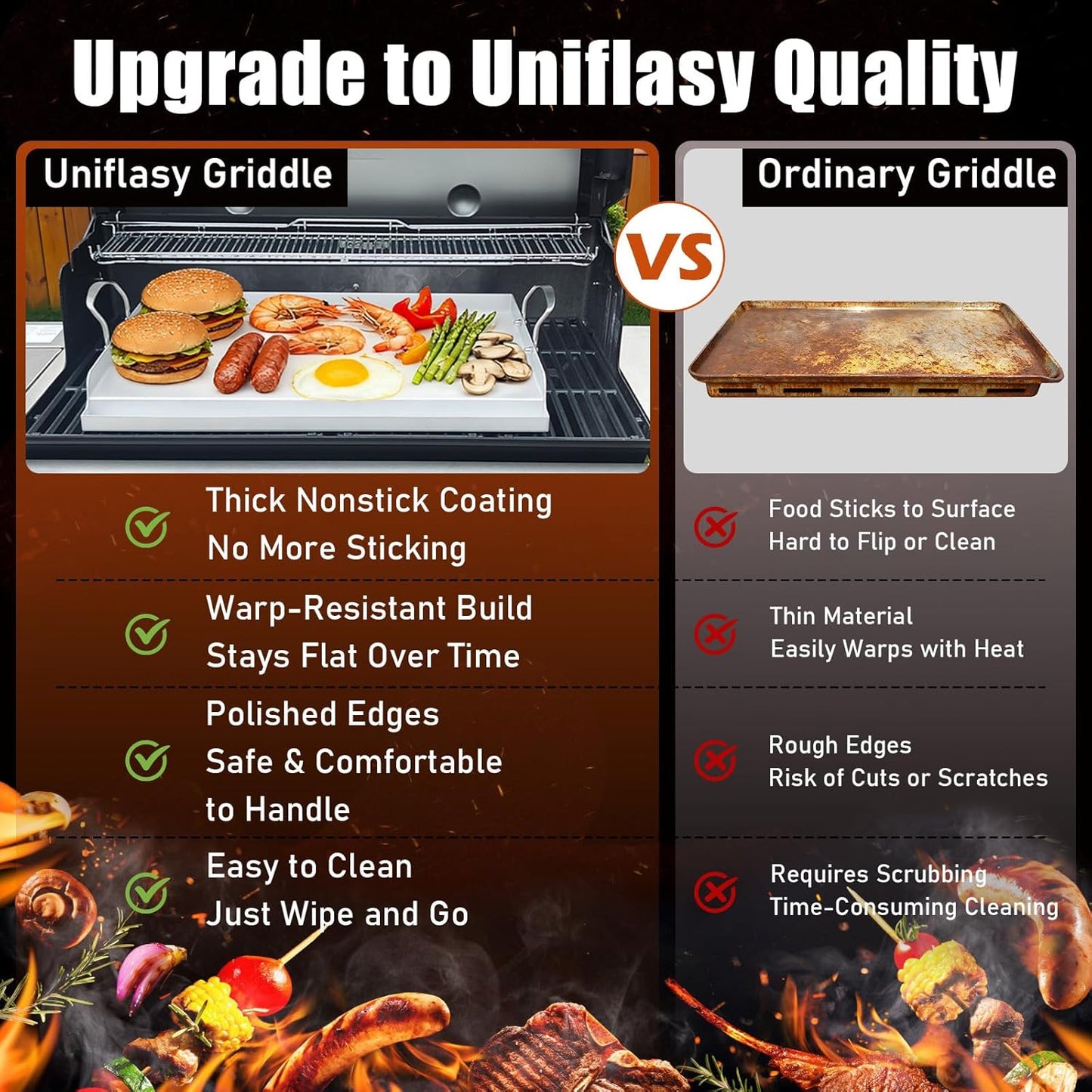 Nonstick Stainless Steel Griddle for Gas Grill Nanoceramic Universal Griddle for Gas Stove Top 25" x 16" Flat Top Plate Cooking Skillet Pan Teppanyaki Camping Outdoor Tailgating Plancha Para Cocinar