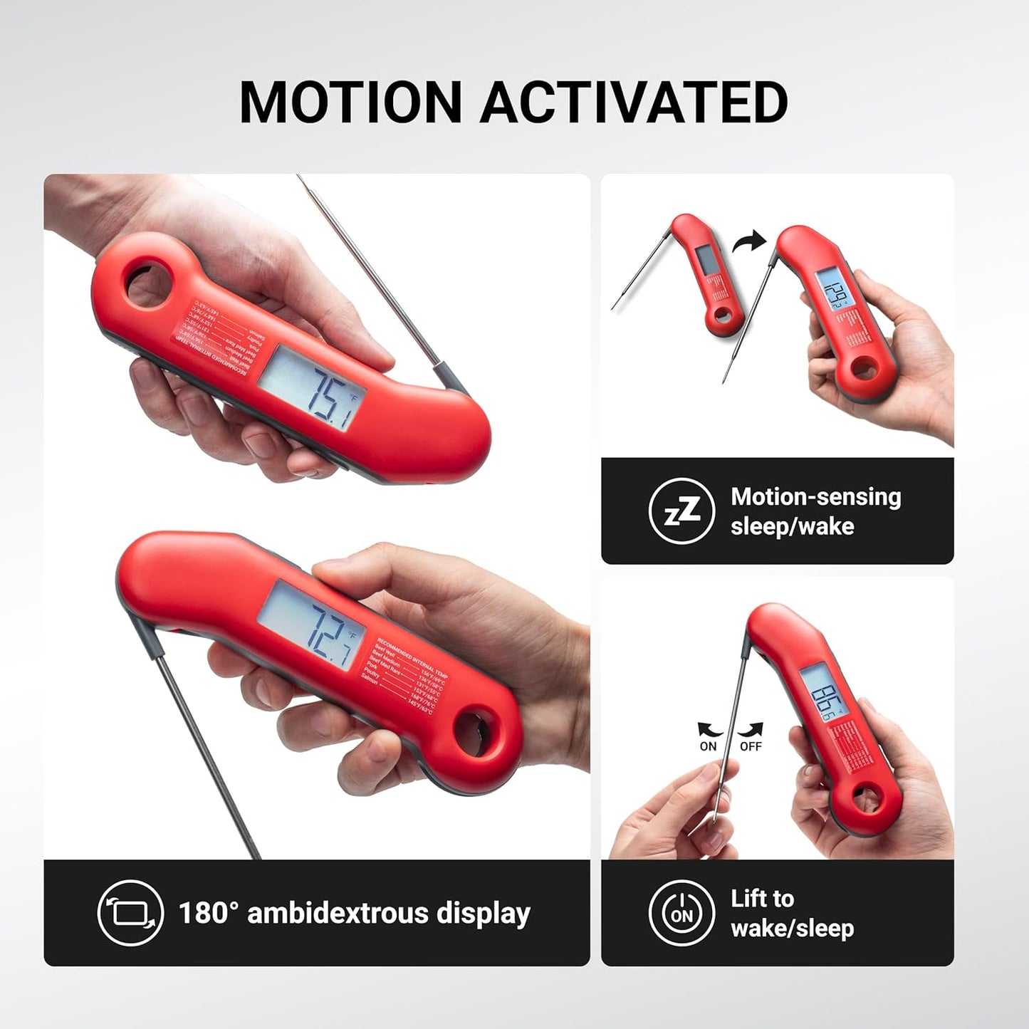 Professional Meat Thermometer Digital, Ultra-Fast 0.5 Sec Instant Read, NIST Certified ±0.5°F Accuracy, 100% Waterproof, Auto-Rotate Backlit Display, Stocking Stuffers for Men Christmas Gifts for Men