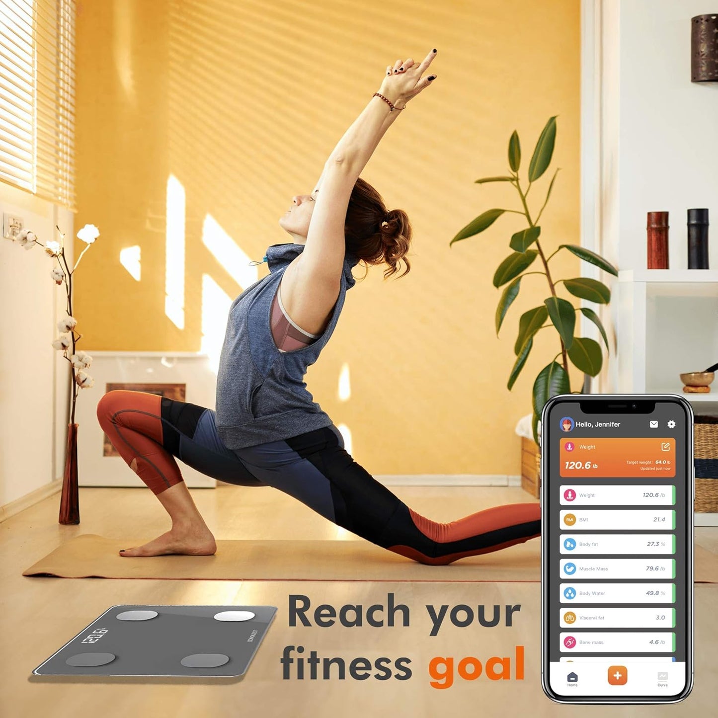 KONQUEST Smart Scale for Body Weight, Digital Bathroom Scale BMI Weighing Bluetooth Body Fat Scale, Body Composition Monitor Health Analyzer with Smartphone App, 400 lbs - Cool Gray