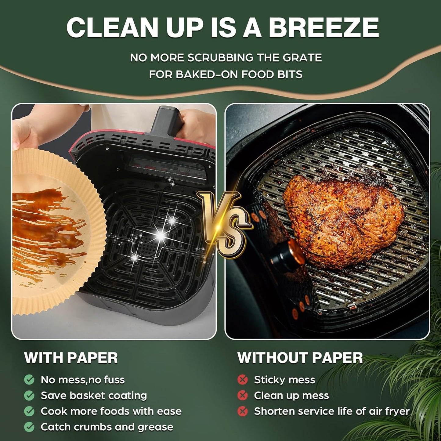 Air Fryer Paper Liners Disposable: 200Pcs 9 Inch Special Round Liners for Air Fryer, Grease and Water Proof Non Stick Basket Parchment Paper