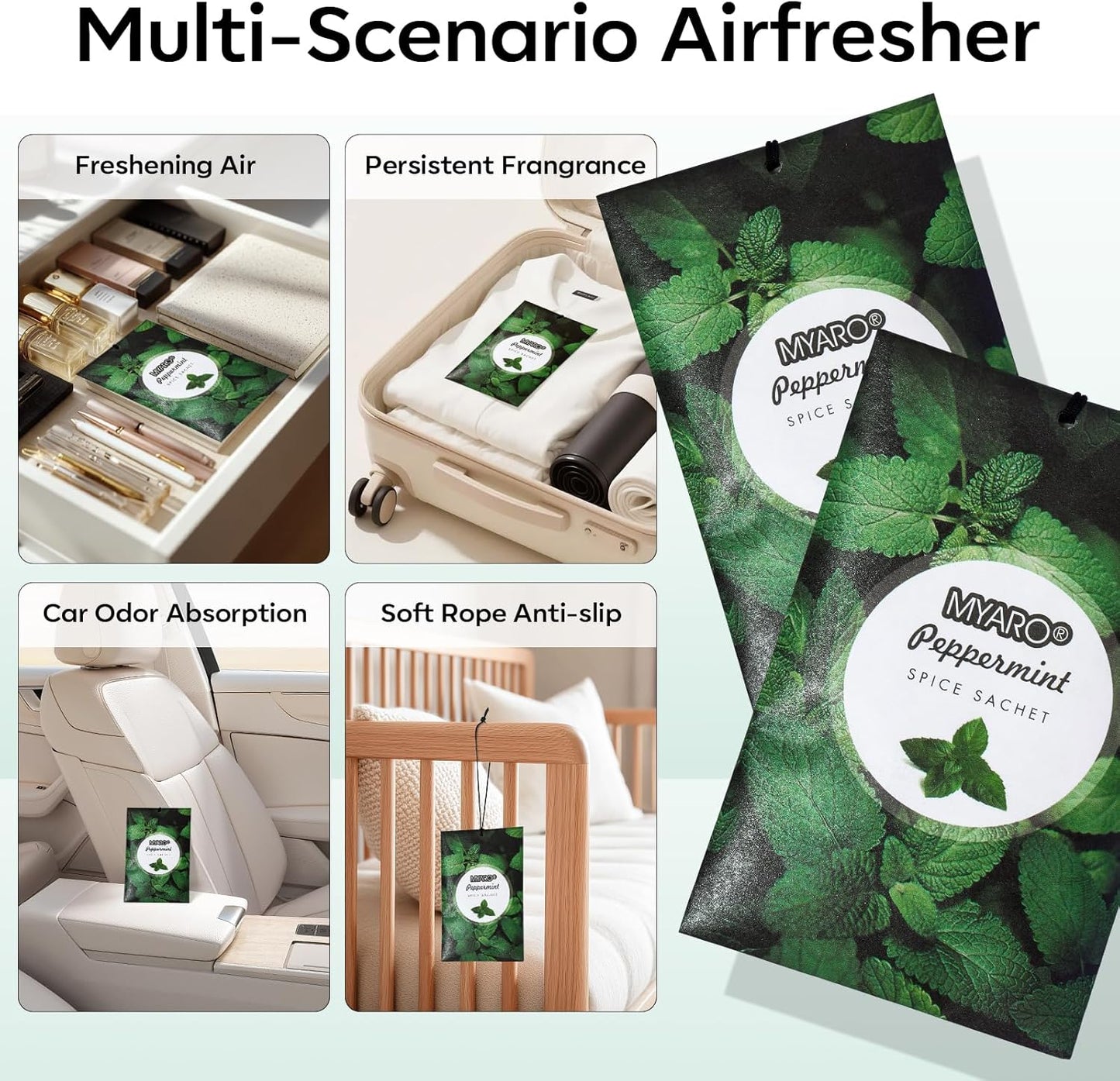 MYARO 12 Packs Peppermint Potpourri Bags Sachets for Drawer and Closet, Long-Lasting Drawer Car Air Fresheners Closet Odor Eliminating Home Fragrance