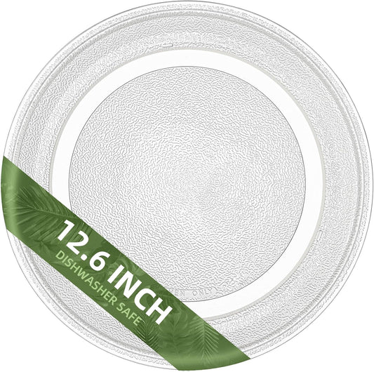 12.6" microwave turntable plate replacement KitchenAid Glass Plate Compatible with 12 5/8 inch WPW10267856 Whirlpool Microwave Glass Turntable