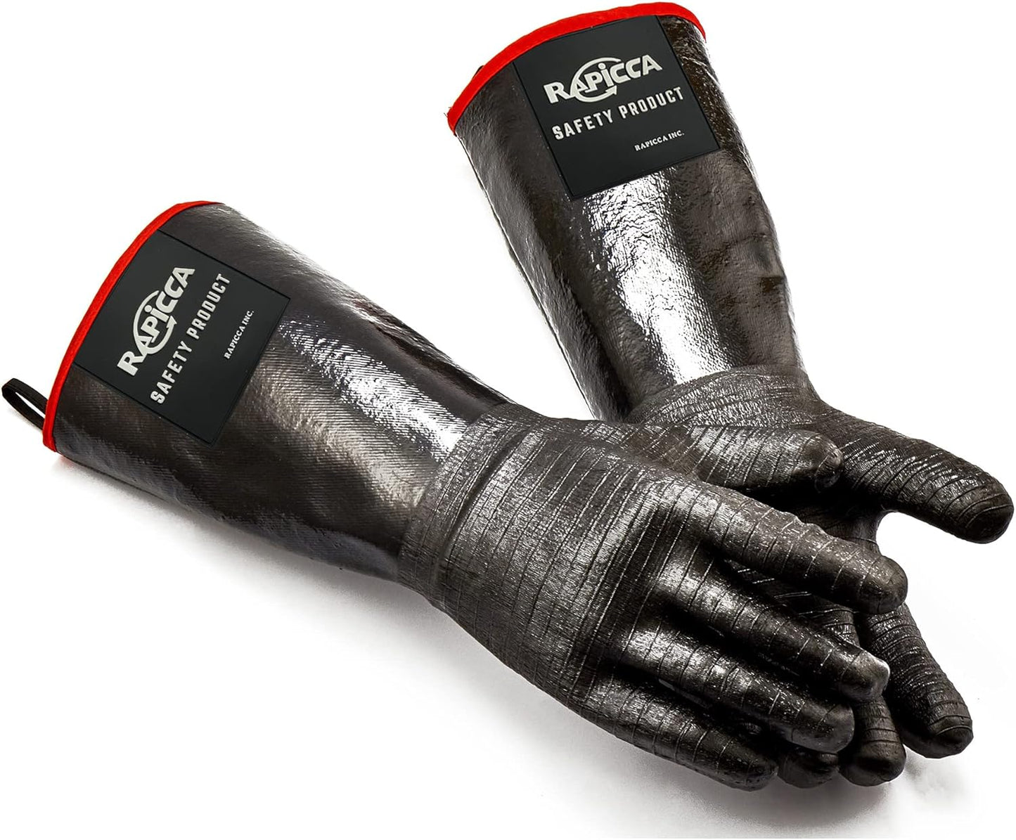RAPICCA 932°F Heat Resistant BBQ Grill Gloves: Oil Resistant Waterproof for Smoking Grilling Cooking Barbecue Deep Frying Turkey Rotisserie Handling Hot Greasy Meat Stocking Stuffers - 17 in Size XL