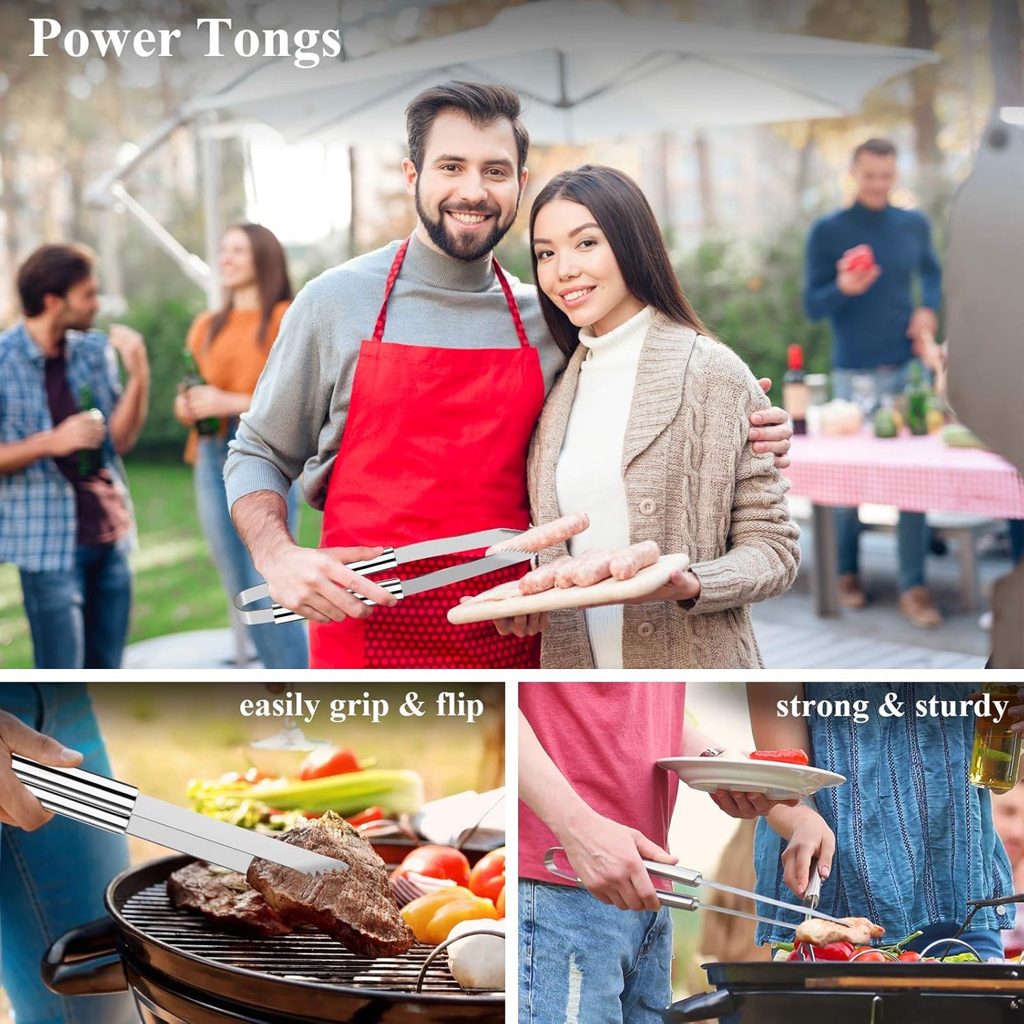 ROMANTICIST 25pcs Extra Thick BBQ Grill Accessories, Christmas Grilling Gifts Set for Men Dad, Heavy Duty Grill Tools Utensils Kit with Spatula, Tongs in Aluminum Case for Birthday Silver