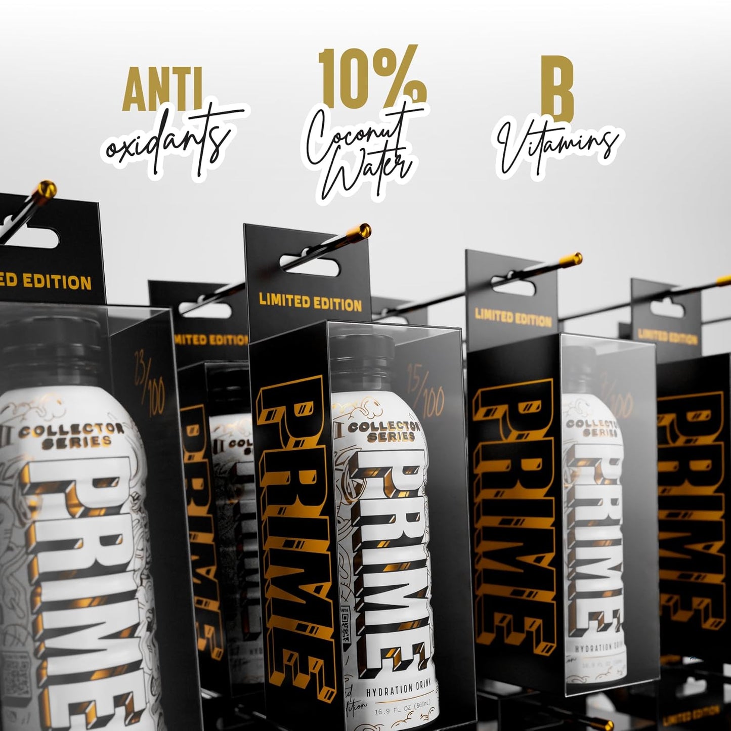 PRIME Hydration Collector Series, Sports Drinks, Electrolyte Enhanced for Replenishing Fluids, 250mg BCAAs, B Vitamins, Antioxidants, Low Sugar, 16.9 Fl Oz, 12 Pack