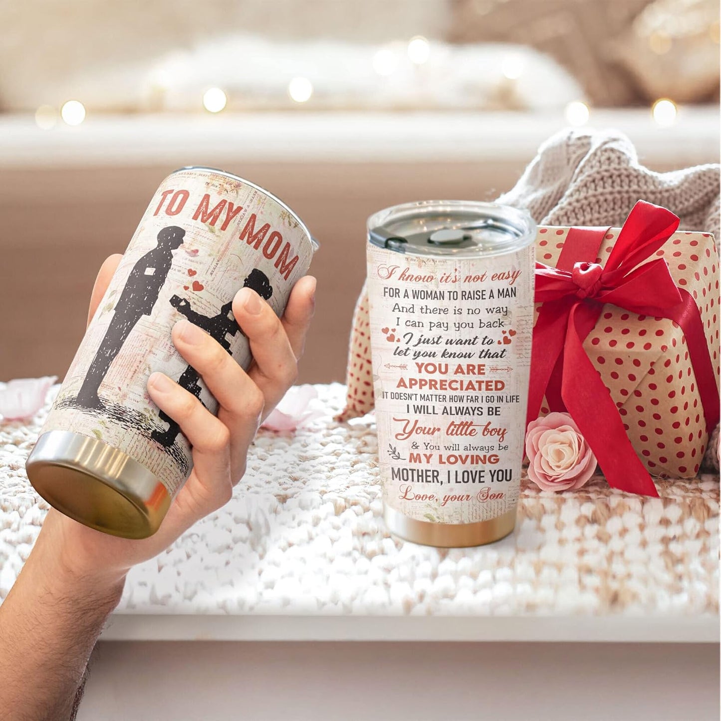 Macorner Mothers Day, Birthday Gifts for Mom, Women & Christmas Gifts From Son, Kids, Stainless Steel Tumbler 20oz