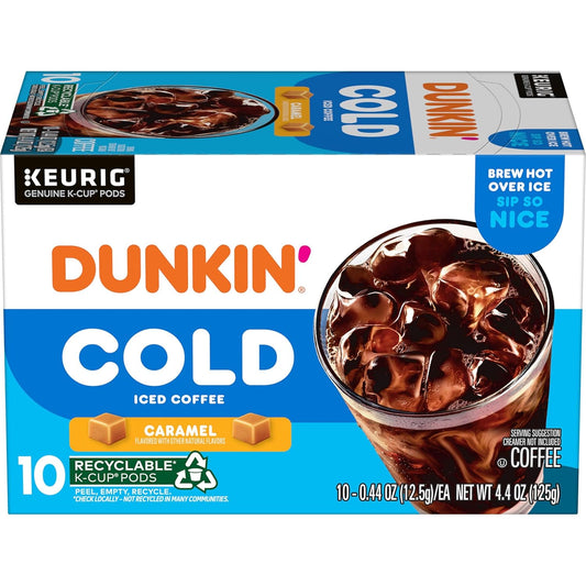 Dunkin' Cold Caramel Flavored Coffee, 10 Keurig K-Cup Pods