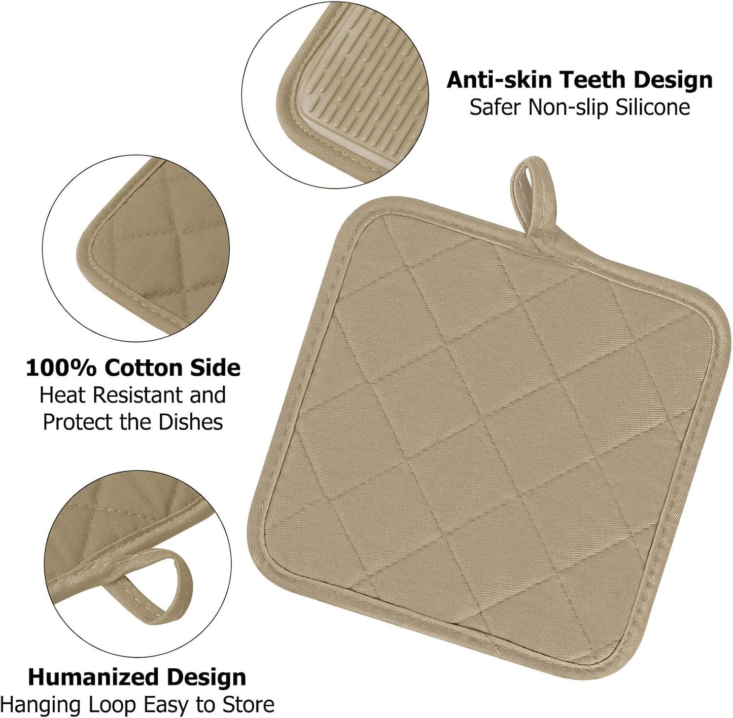 Oven Mitts and Pot Holders Set, Pack of 4, Heat Resistant Silicone Kitchen Mini Oven Mittens for 500 Degrees, Mini Oven Gloves and Hot Pads for Baking Grilling Barbecue Microwave Machine Washable