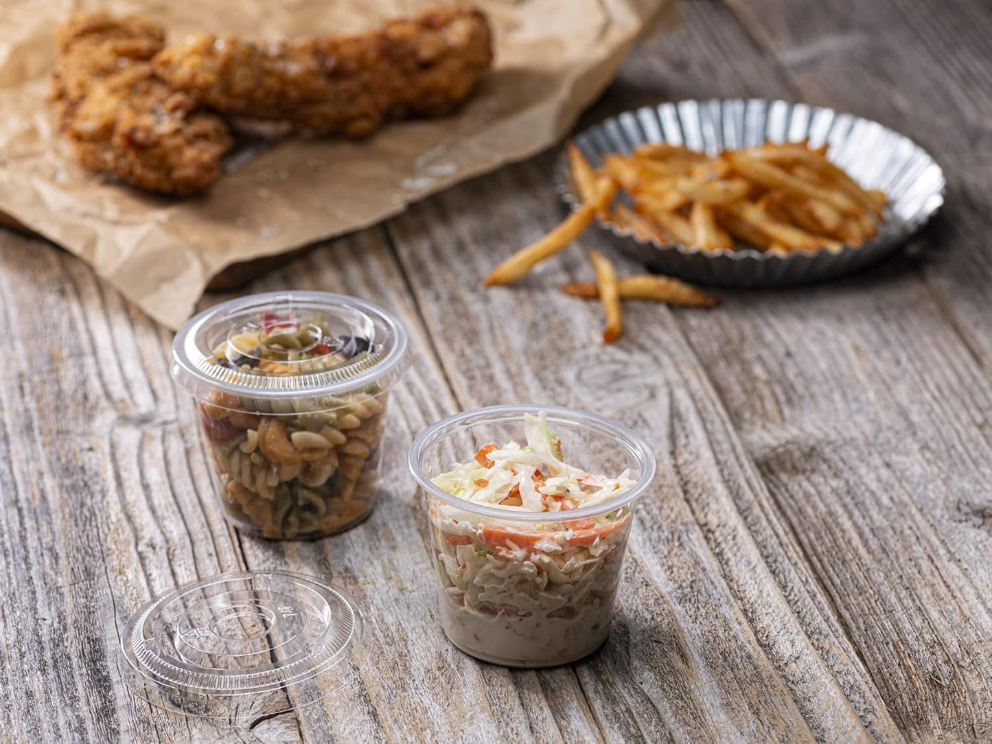 5 oz - 100 Sets Clear Diposable Plastic Portion Cups With Lids, Small Mini Containers For Portion Controll, Meal Prep, Sauce Cups, Slime, Medicine, Dressings, Crafts, Disposable Souffle Cups