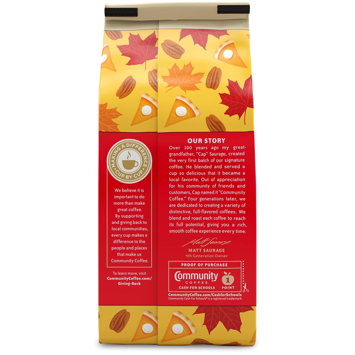 Community Coffee Spiced Pumpkin Pecan Pie Flavored Ground Coffee, Limited Edition, Medium Roast, 11 oz Bag (Pack of 1)