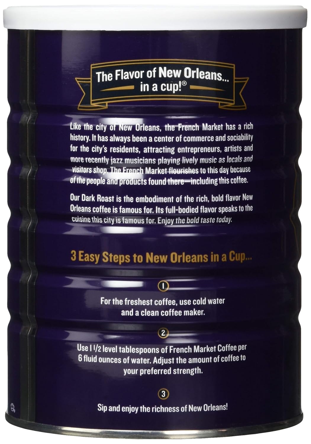 French Market Coffee & Chicory Restaurant Blend Dark Roast Ground Coffee, 12oz Can (Pack of 1)