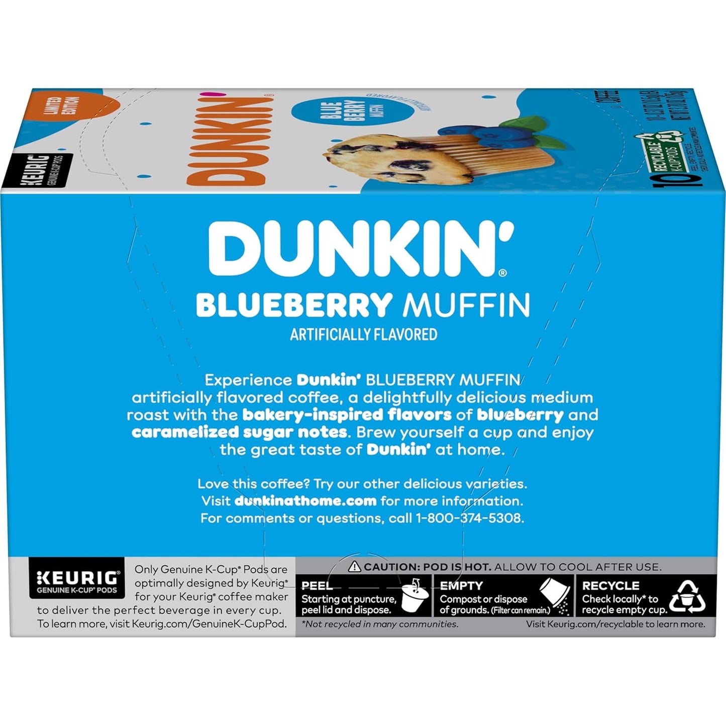 Dunkin' Blueberry Muffin Flavored Coffee, 60 Keurig K-Cup Pods