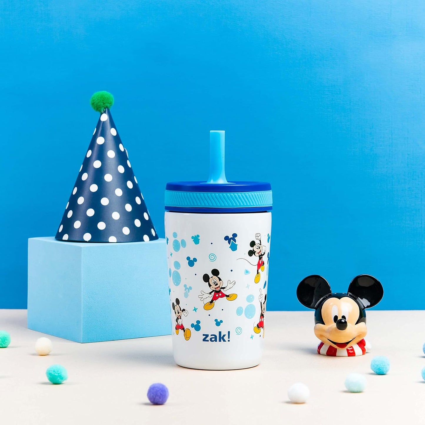 Zak Designs Disney Kelso Toddler Cups For Travel or At Home, 12oz Vacuum Insulated Stainless Steel Sippy Cup With Leak-Proof Design is Perfect For Kids (Mickey Mouse)