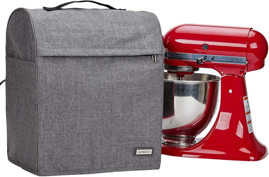 HOMEST Stand Mixer Dust Cover Compatible with KitchenAid 5/4.5 Quart Bowl Lift, Zipper Pocket for Various Kitchen Appliance Accessories, Grey (Patent Design)