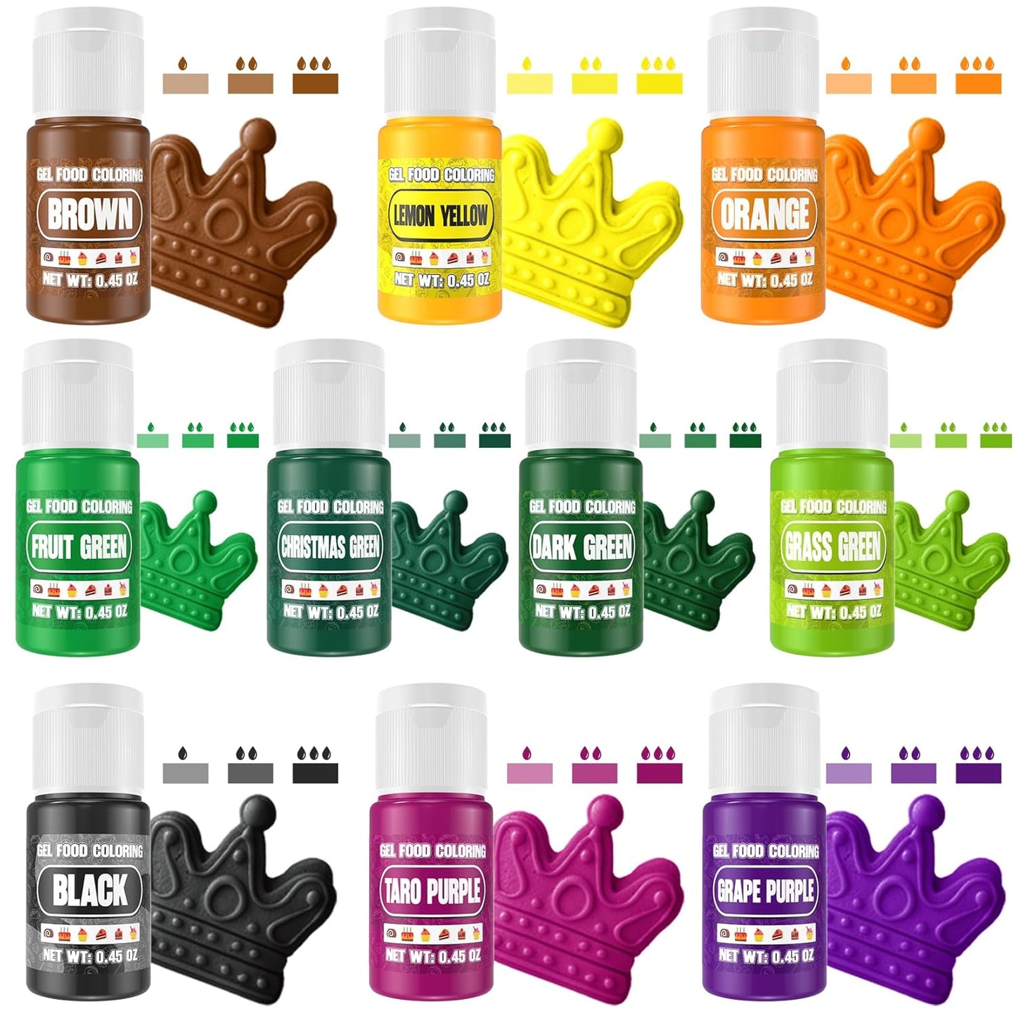 Gel Food Coloring - 20 Colors Gel Food Dye Set, Flavorless Vibrant Edible Concentrated Coloring for Christmas Baking, Cake, Cookie, Fondant, Icing, Macaron, Frosting - 0.45 Fl.Oz Bottles